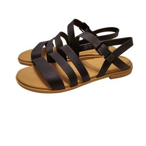 Crocs Tulum Black Flat Sandals Women’s Size 9